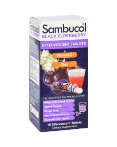 Sambucol Original - Plus Vitamin C and Zinc - Effervescent Tabs - 15 Count
