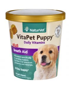 NaturVet Vitapet - Plus Breath Aid - Dog - Puppy - Cup - 70 Soft Chews
