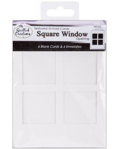 Quilled Creations Cards & Envelopes 4"X5.25" 6/Pkg-White Trifold W/Square Window Opening