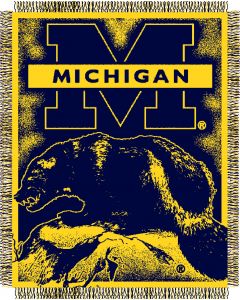 The Northwest Company Michigan "Focus" 48"x60" Triple Woven Jacquard Throw (College) - Michigan "Focus" 48"x60" Triple Woven Jacquard Throw (College)