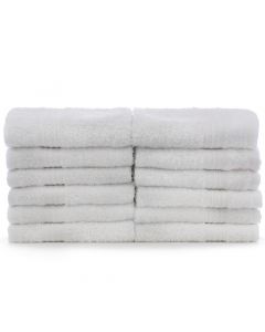 Bare Cotton Eco Cotton Washcloths - White - Dobby Border  - Set of 12 - Eco Cotton Washcloths - White - Dobby Border  - Set of 24