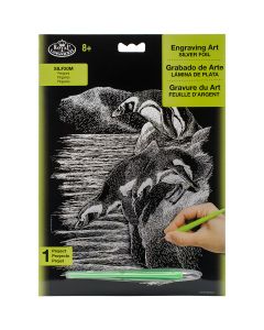 Royal Brush Silver Foil Engraving Art Kit 8"X10"-Penguins