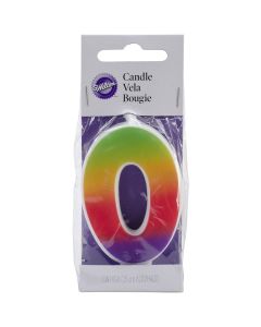 Wilton Rainbow Numeral Candle 3" 1/Pkg-#0