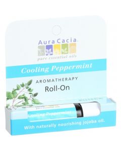 Aura Cacia Roll On Aroma Stick - Cooling Peppermint - .31 oz - Case of 6