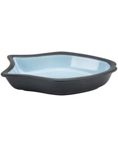 Ethical Pets Two Tone Color Fish Shape Design 6.5" Stoneware Dish-Blue