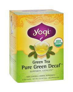 Yogi Organic Green Tea Caffeine Free - 16 Tea Bags - Case of 6
