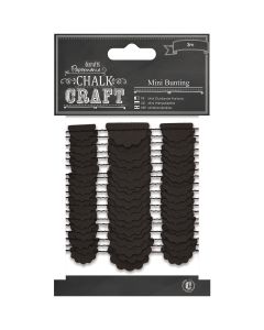 docrafts Chalk Craft Mini Bunting/Pennant String 3m-Black Scallops
