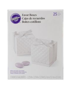 Wilton Favor Boxes 2" 25/Pkg-Pearlized White W/Embossed Lattice