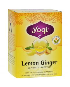 Yogi 100% Natural Herbal Tea Caffeine Free Lemon Ginger - 16 Tea Bags - Case of 6