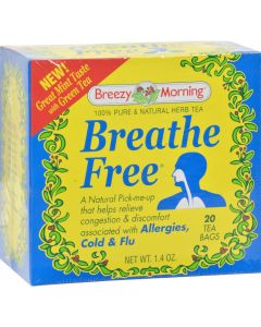 Breezy Morning Teas Breathe Free 100% Pure and Natural Herb Tea - 20 Bags