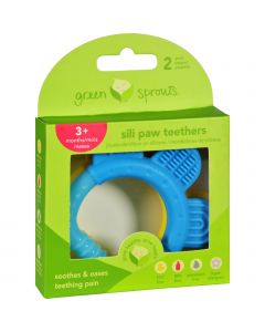 Green Sprouts Teether - Sili Paw - Aqua and Yellow - 2 Pack