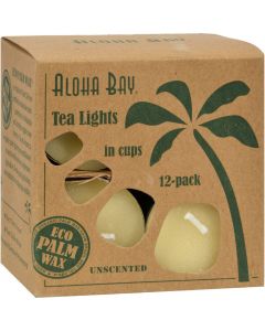 Aloha Bay Palm Wax Tea Lights with Aluminum Holder Cream - 12 Candles