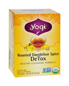 Yogi Tea - Organic - Roasted Dandelion Spice DeTox - 16 Tea Bags - 1 Case
