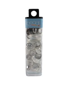 Mode International Square Tube Glass Beads 2oz-Crystal White Mix