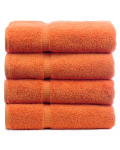 Bare Cotton Luxury Hotel & Spa Towel 100% Genuine Turkish Cotton Bath Towels - Coral - Dobby Border  - Set of 4