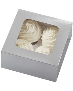 Wilton Cupcake Boxes-4 Cavity Silver 3/Pkg