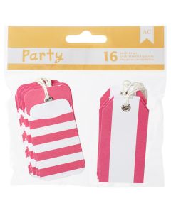 American Crafts DIY Party Pocket Tags 16/Pkg-Pink & White