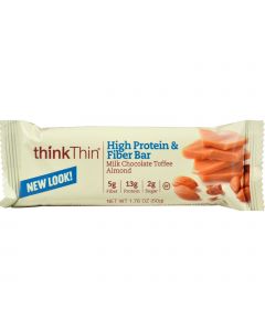 Think Products Bars - thinkThin Milk Chocolate Toffee Almond Protein plus Fiber - 1.76 oz - Case of 10