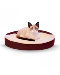 Ultra Memory Foam Oval Pet Cuddle Nest - K&H Pet Products Cuddle Cube Pet Bed Small Mocha 24" x 24" x 12"