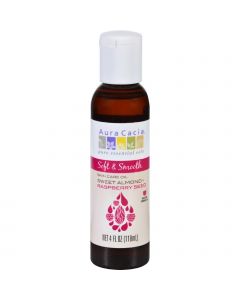 Aura Cacia Skin Care Oil - Soft and Smooth - Sweet Almond plus Raspberry Seed - 4 oz