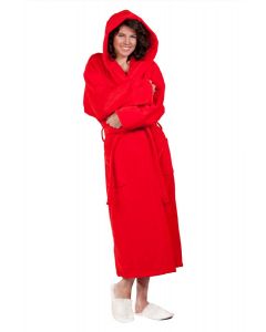Bare Cotton 100% Turkish Cotton Adult Hooded Terry Velour Robe - Red - Adult - One Size - Adult Hooded Terry Velour Robe - Red - One Size