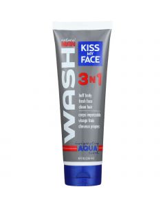 Kiss My Face Body Wash - Natural Man - 3N1 All-Over - Invigorating Aqua Scent - 8 oz - 1 each