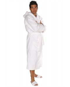 Bare Cotton 100% Turkish Cotton Adult Hooded Terry Velour Robe - White - Adult - XXLarge - Adult Hooded Terry Velour Robe - White - XXLarge