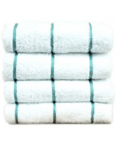 Bare Cotton Luxury Hotel & Spa Towel 100% Genuine Turkish Cotton Pool Beach Towels - Sea Green - Stripe  - Set of 2