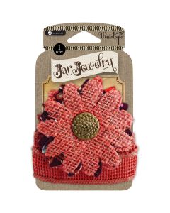 Hampton Art Embellished Burlap Flower W/Tie-Red