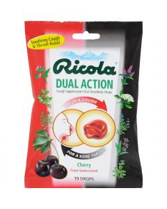 Ricola Dual Action Cough Drops - Cherry - Case of 12 - 19 Pack