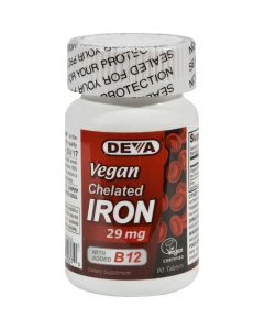Deva Vegan Vitamins Chelated Iron - 29 mg - 90 Tablets