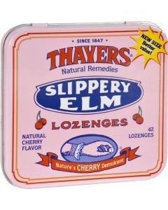 Thayers Slippery Elm Lozenges Cherry - 42 Lozenges - Case of 10