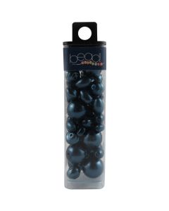 Mode International Square Tube Glass Beads 2oz-Pearl Navy Blue Mix