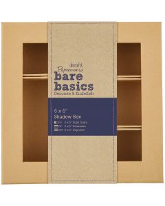 docrafts Papermania Bare Basics Kraft Chipboard Shadow Box 6"X6"-