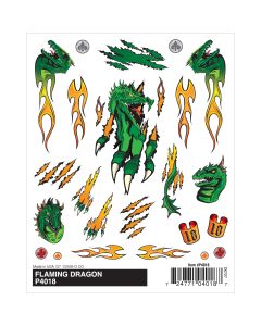 Woodland Scenics Pine Car Derby Dry Transfer Decal 4"X5" Sheet-Flaming Dragon