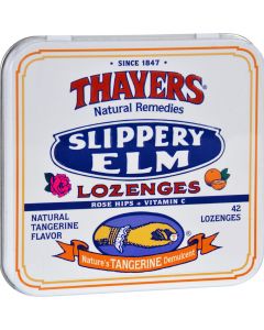 Thayers Slippery Elm Lozenges Tangerine - 42 Lozenges - Case of 10