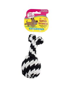 Scoochie Pet Products Super Scooch Rope Drumstick With Squeaker Dog Toy 6.5"-Small