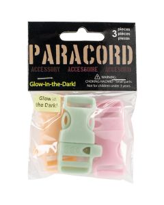 Midwest Design Glow-In-The-Dark Buckles W/Whistles 3/Pkg-Pink, Green & Orange