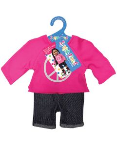 Fibre Craft Springfield Collection Peace Sign Sweatshirt & Shorts-Pink & Blue