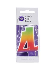 Wilton Rainbow Numeral Candle 3" 1/Pkg-#4