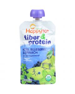 Happy Tot Toddler Food - Organic - Fiber and Protein - Stage 4 - Pear Blueberry and Spinach - 4 oz - case of 16
