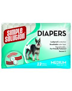 Simple Solution Disposable Dog Diapers 12 pack Medium White