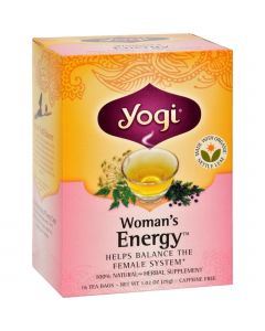 Yogi Woman's Energy Herbal Tea Caffeine Free - 16 Tea Bags - Case of 6