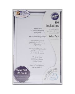 Wilton Invitation Kit Makes 100-White Single Border