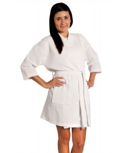 Bare Cotton Tight Lenght Waffle Kimono Robe - Women - White - Adult - One Size - Tight Lenght Waffle Kimono Robe - White - One Size