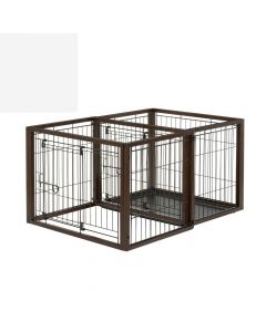 Richell Flip To Play Pet Crate Medium Brown 41.7" x 29.5" x 31.1"