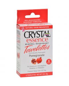 Crystal Essence Mineral Deodorant Towelettes Pomegranate - 6 Towelettes