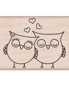 Hero Arts Mounted Rubber Stamp 1.75"X1.75"-Heart Owls