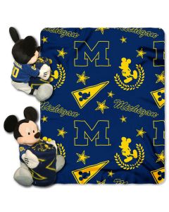 The Northwest Company Michigan College-Disney 40x50 Fleece Throw w/ 14" Plush Mickey Hugger