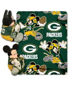 The Northwest Company Packers -Disney 40x50 Fleece Throw w/ 14" Plush Mickey Hugger